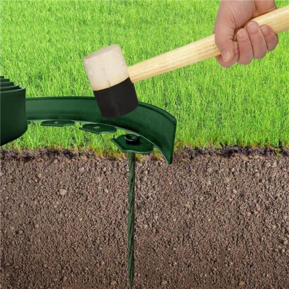 Landscape Edging 40ft Length No Digging Garden Edging Kit with 36 Spikes, Green - Picture 3 of 3